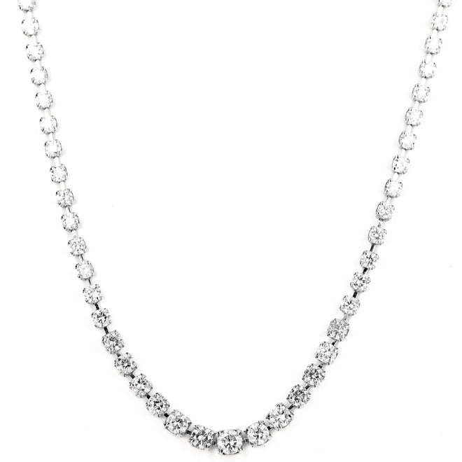 Platinum 5 Carat Round Floating Diamond Graduated Necklace - Queen May