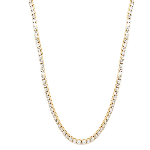 18K Yellow Gold 16.34 Carat Round Diamond Tennis Necklace - Queen May