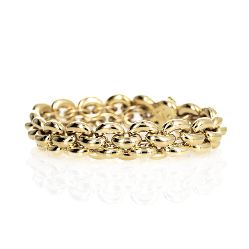 18K Yellow Gold Woven Link Bracelet - Queen May