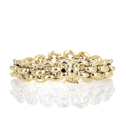 18K Yellow Gold Woven Link Bracelet - Queen May