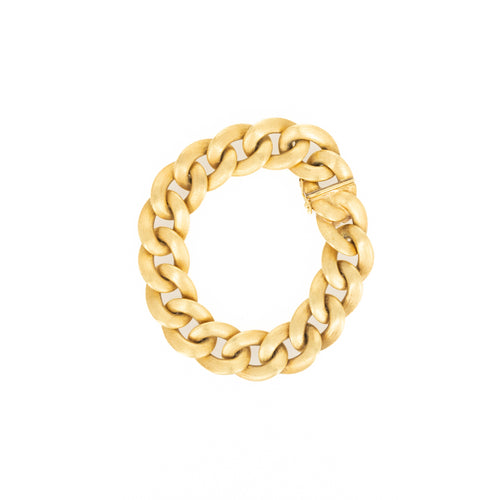 18K Yellow Gold Brushed Curb Link Bracelet - Queen May