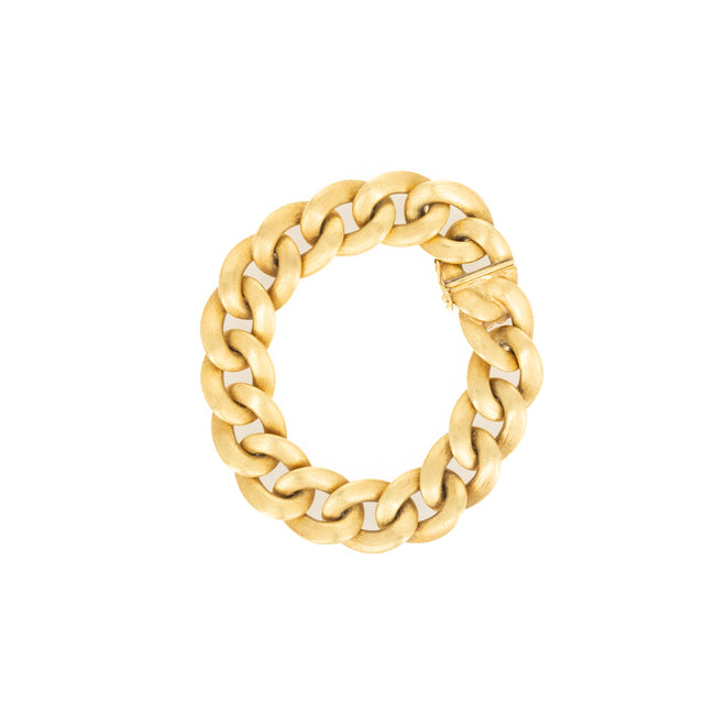 18K Yellow Gold Brushed Curb Link Bracelet - Queen May