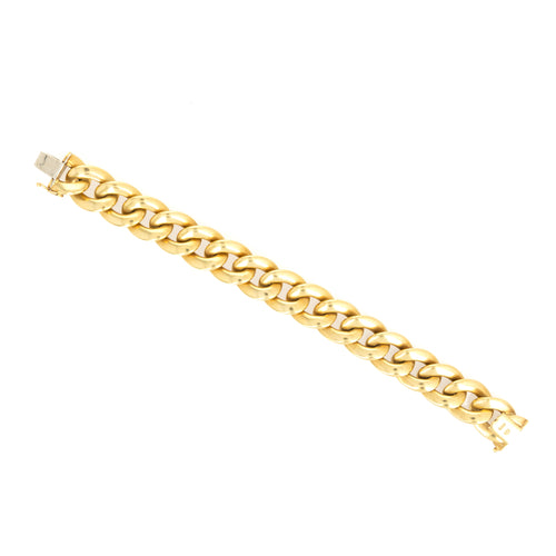 18K Yellow Gold Brushed Curb Link Bracelet - Queen May