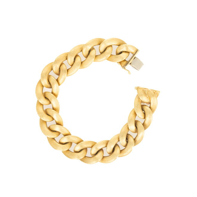 18K Yellow Gold Brushed Curb Link Bracelet - Queen May