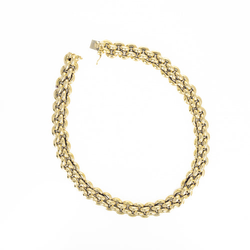 18K Yellow Gold Woven Link Necklace - Queen May