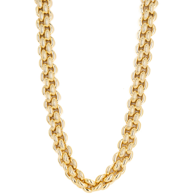 18K Yellow Gold Woven Link Necklace - Queen May