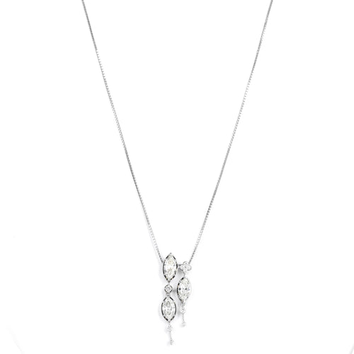 Platinum 2.26 Carat Marquise Diamond Trio Pendant Necklace - Queen May