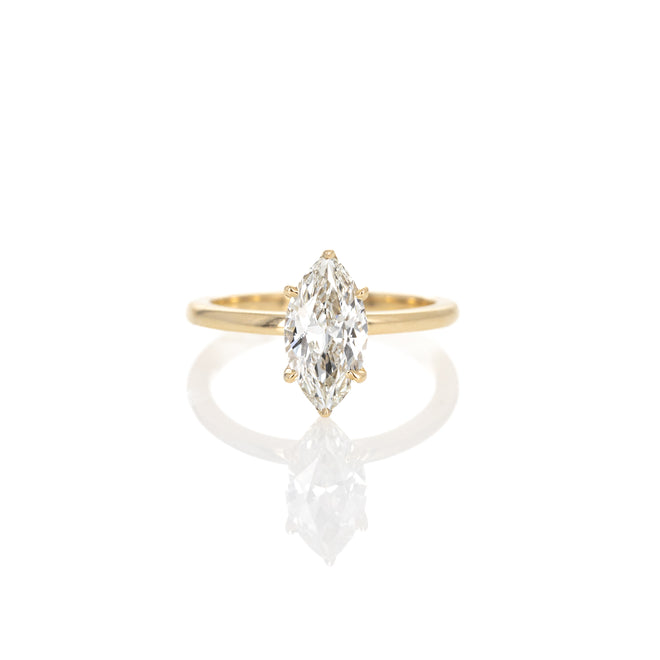 14K Yellow Gold 1.62 Carat Marquise Diamond Solitaire Engagement Ring - Queen May