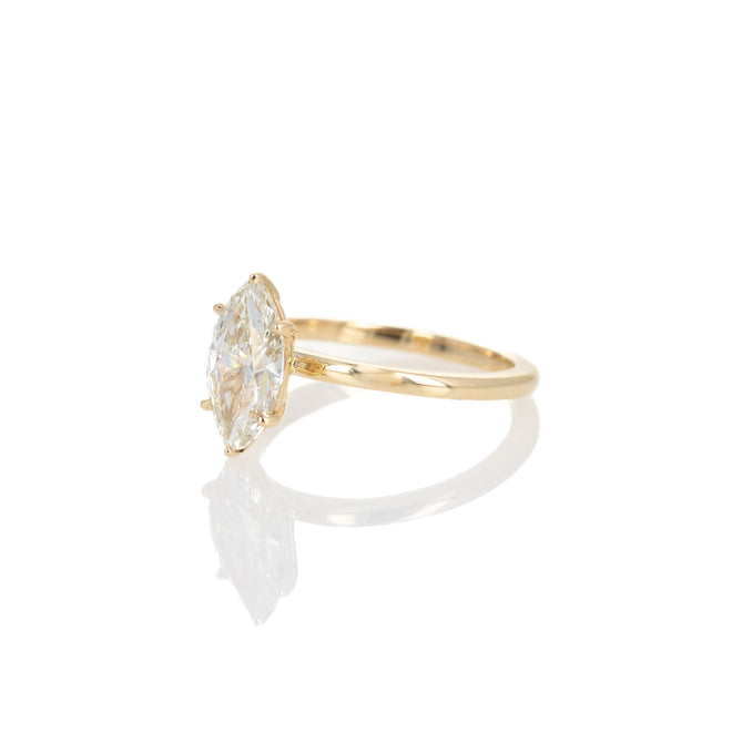 14K Yellow Gold 1.62 Carat Marquise Diamond Solitaire Engagement Ring - Queen May