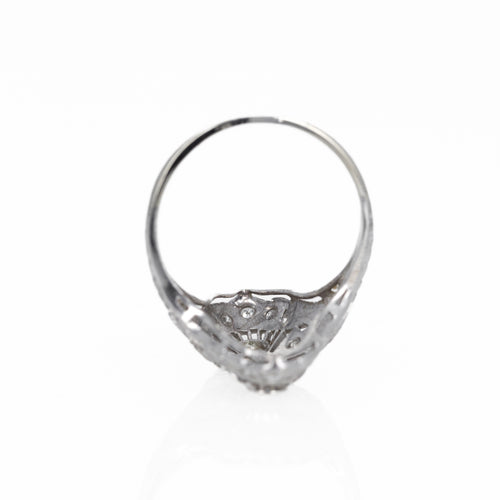 Art Deco Platinum 0.50 Carat Diamond Filigree Shield Ring - Queen May