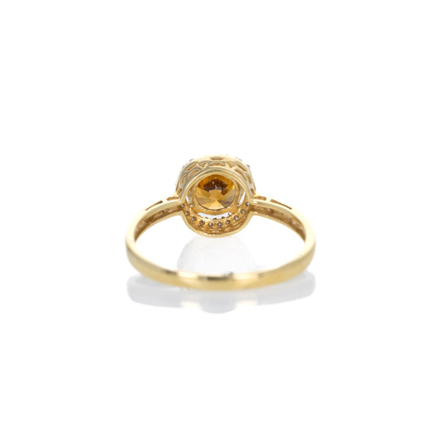 14K Yellow Gold 1.5 Carat Orange Zircon Diamond Ring - Queen May