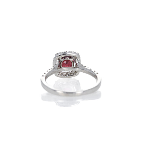 18K White Gold 1.18 Carat Garnet Diamond Halo Ring - Queen May