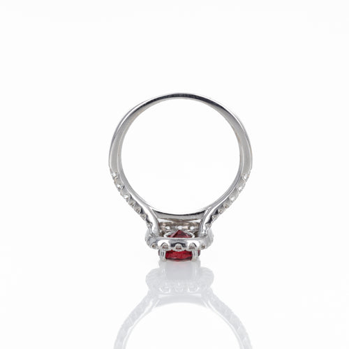 18K White Gold 1.18 Carat Garnet Diamond Halo Ring - Queen May