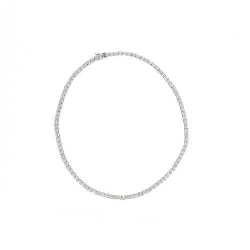 18K White Gold 18.0 Carats Round Diamond Tennis Necklace - Queen May