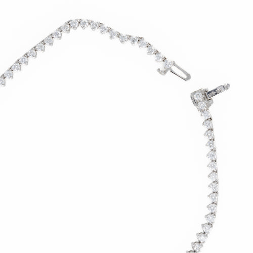 18K White Gold 10.5 Carat Round Diamond Graduated Riviera Tennis Necklace - Queen May