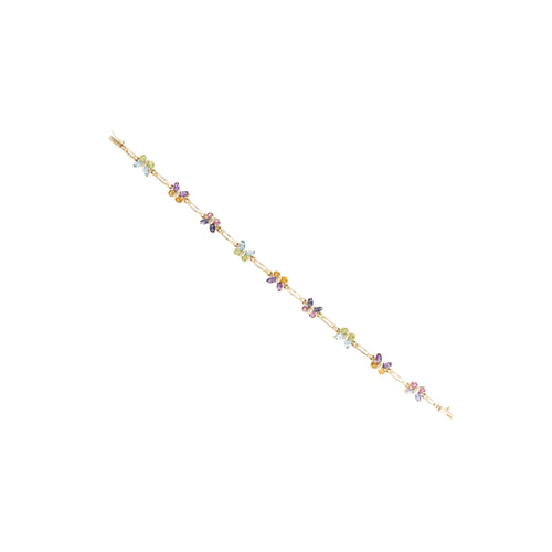 14K Yellow Gold Multi-Gemstone Butterfly Bracelet - Queen May