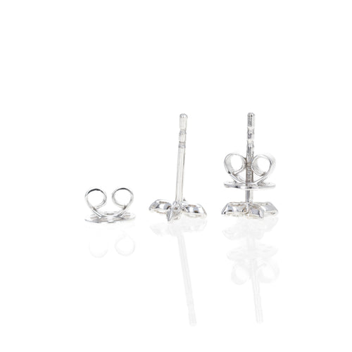 18K White Gold 0.19 Carat Diamond Clover Stud Earrings - Queen May