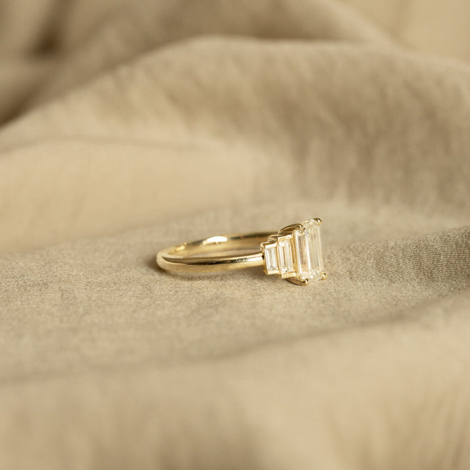 1 Carat Emerald Cut Diamond Engagement Ring - Queen May