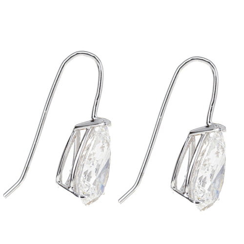 14K White Gold Lab Grown 8.13 Carat Pear Diamond Drop Earrings - Queen May