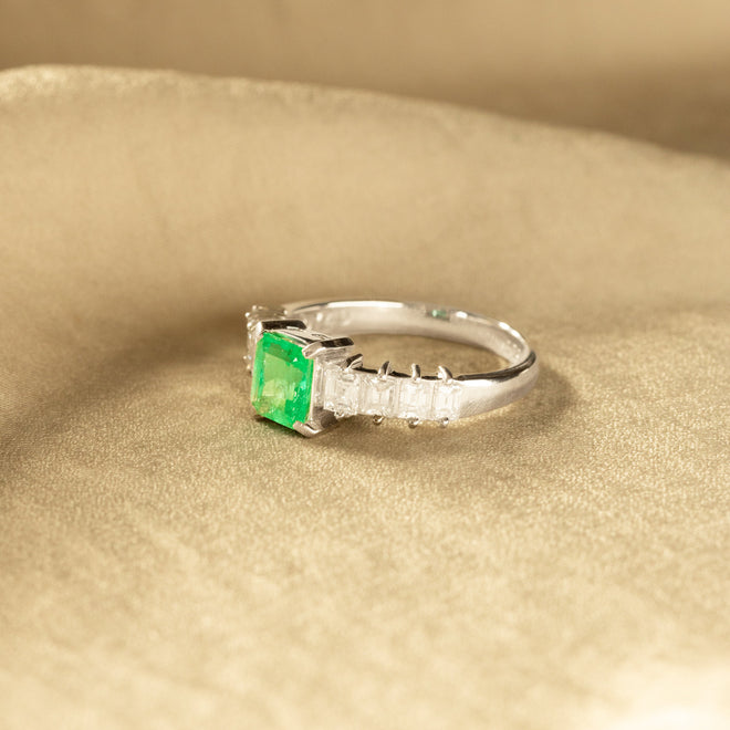 0.60 Carat Emerald Carre Cut Diamond Ring - Queen May