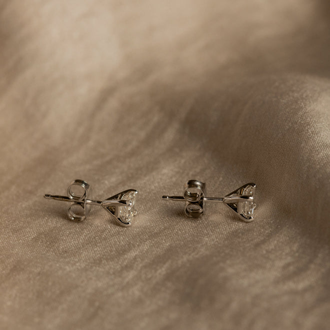 14K Gold 0.37 Carat Princess Diamond Martini Stud Earrings - Queen May
