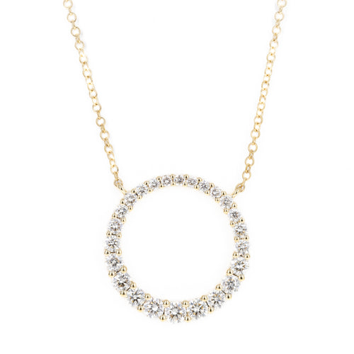 14K Yellow Gold Open Circle 0.8 Carat Diamond Necklace - Queen May