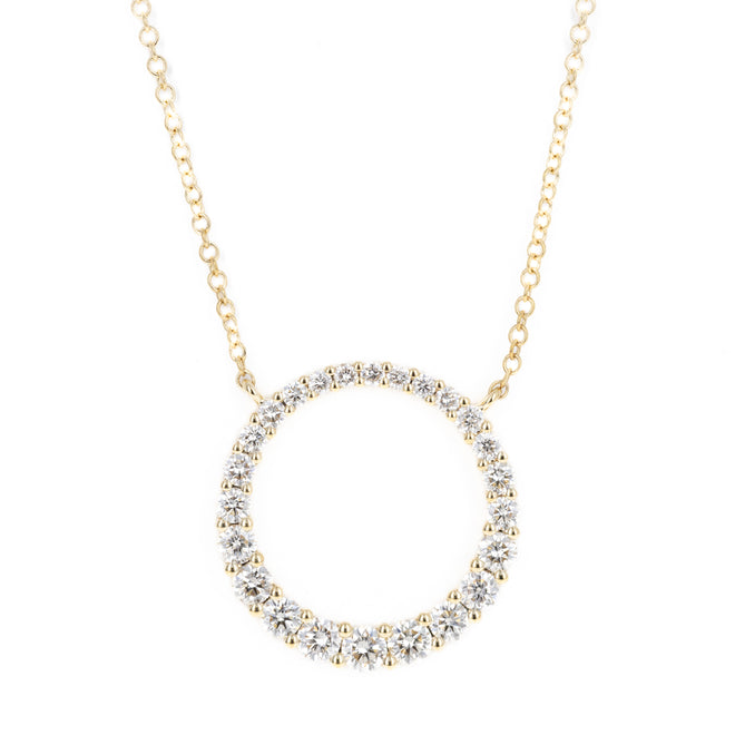 14K Yellow Gold Open Circle 0.8 Carat Diamond Necklace - Queen May