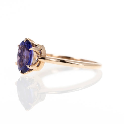 18K Rose Gold 1.58 Carat Oval Tanzanite Ring - Queen May