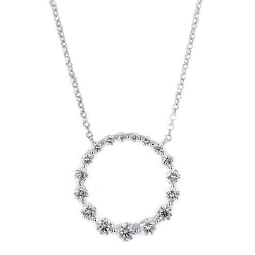 14K White Gold Open Circle 0.77 Carat Diamond Necklace - Queen May