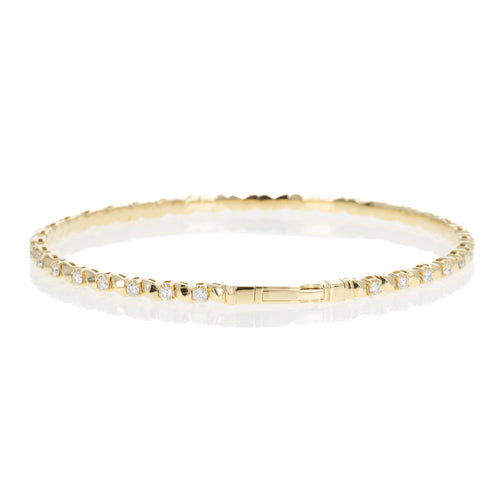 18K Gold 1 Carat Round Diamond Swirl Flexible Bangle - Queen May