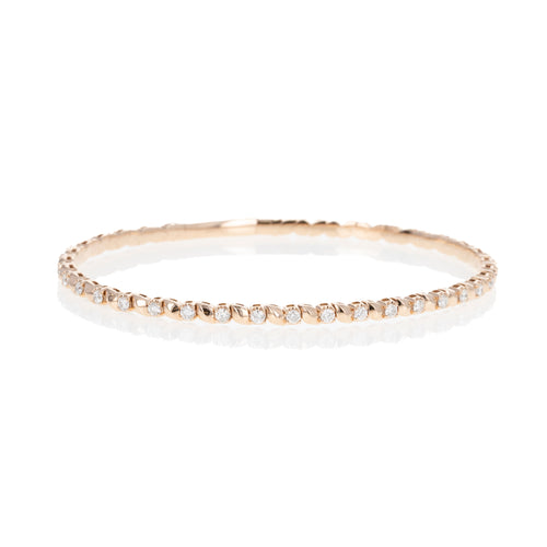 18K Gold 1 Carat Round Diamond Swirl Flexible Bangle - Queen May