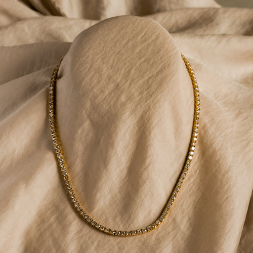 14K Gold 14.43 Carat Round Diamond Tennis Necklace - Queen May
