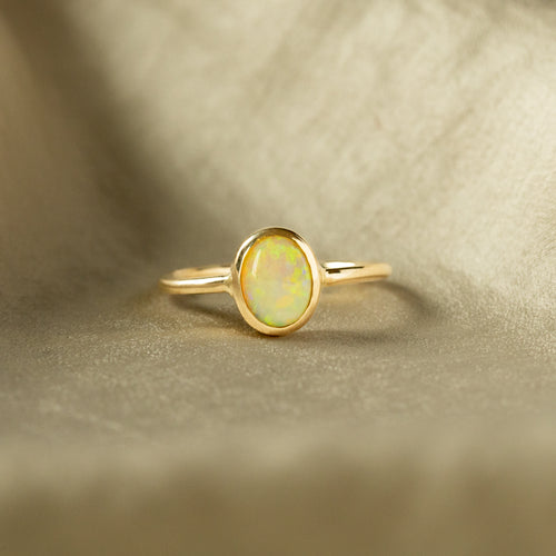 Handmade 18K Gold 0.72 Carat Opal Bezel Ring - Queen May