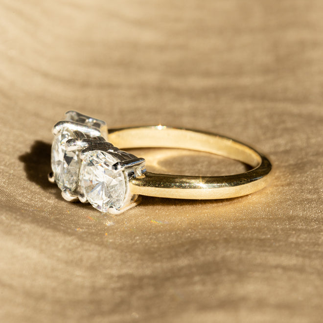 2.82 Carat Round Brilliant Diamond Three Stone Ring - Queen May