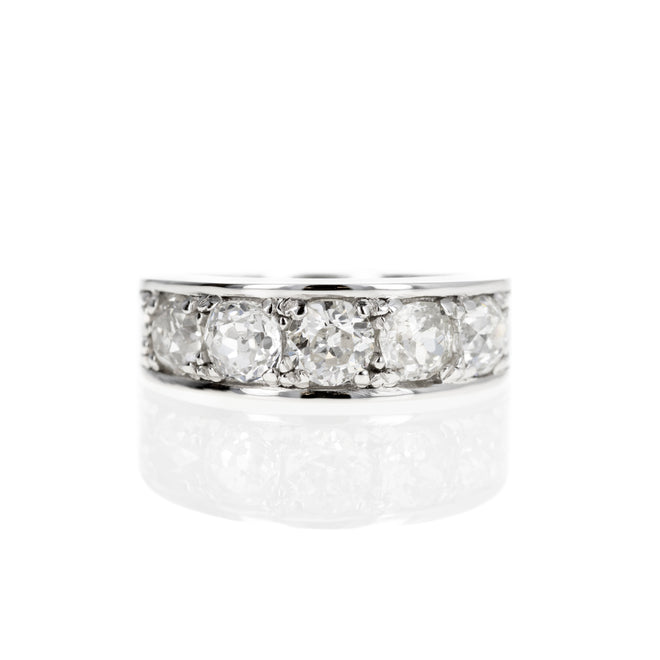 Art Deco Inspired Platinum 2.42 Carat Diamond Five Stone Band - Queen May