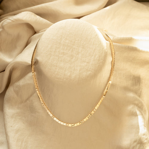 14K Yellow Gold Diamond Square Pattern Necklace - Queen May