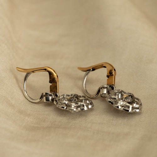 Edwardian Inspired 1.65 Carat Diamond Cluster Drop Earrings - Queen May