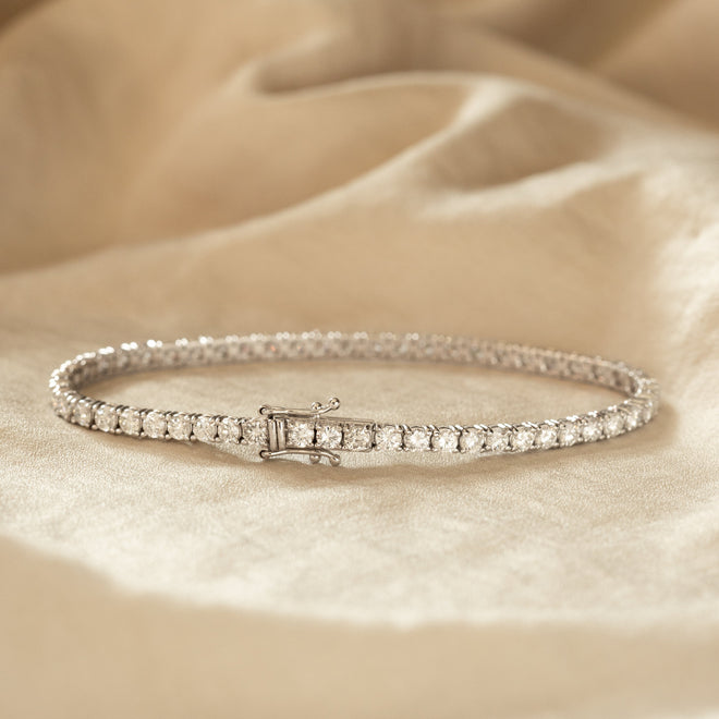 14K White Gold 5.15 Carat Round Diamond Tennis Bracelet - Queen May