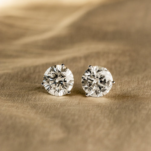 3.76 Carat Round Diamond Martini Stud Earrings - Queen May