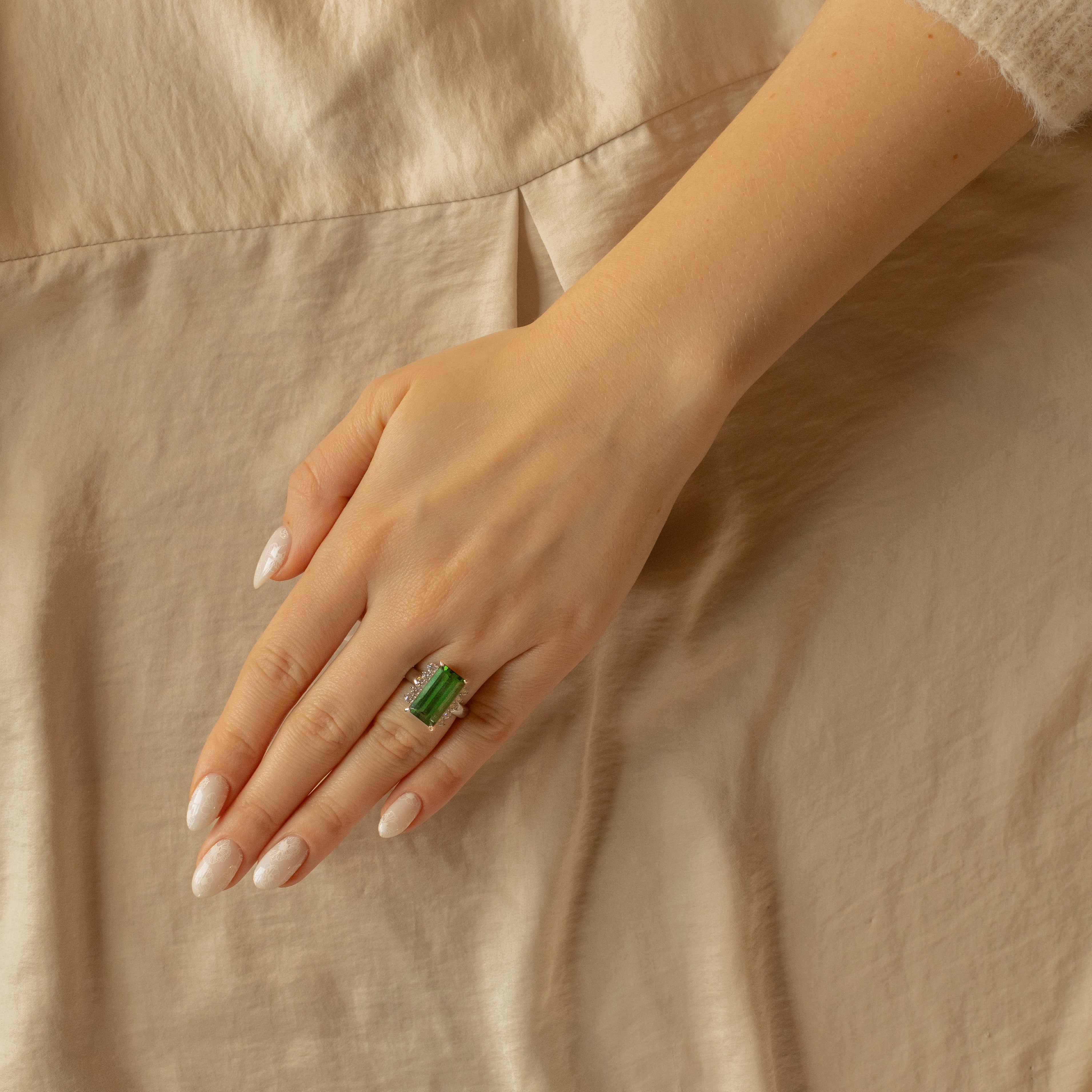 2.86 carat Emerald Cut Green Tourmaline and Diamond Ring – Antoinette Bracks