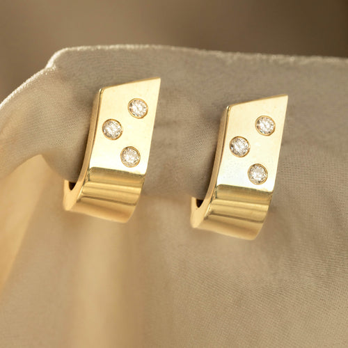 14K Gold 0.20 Carat Diamond Hoop Earrings - Queen May