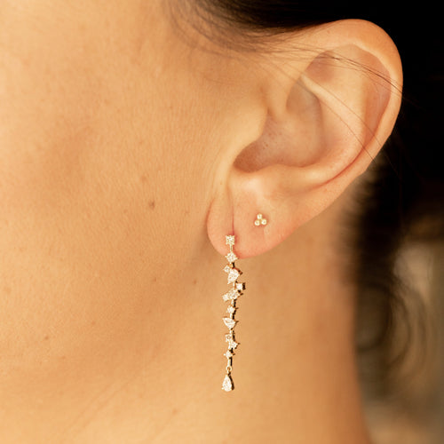 14K Gold Multi-Shape Diamond Drop Earrings - Queen May
