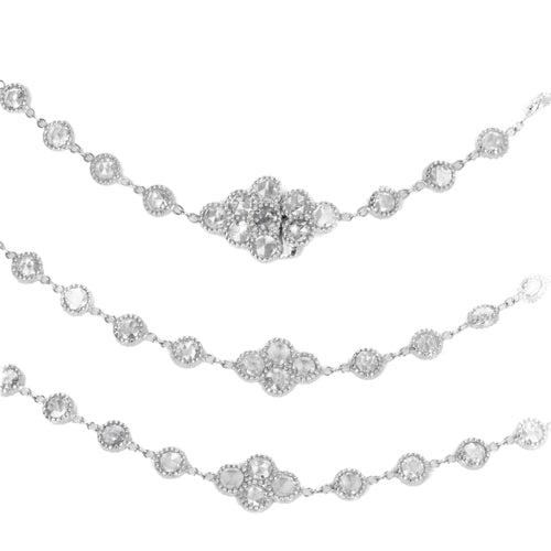 Platinum 27.96 Carat Rose Cut Diamond Layering Necklace - Queen May