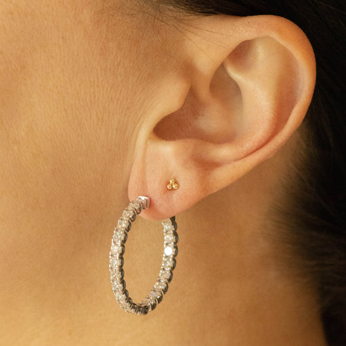 14K White Gold 4.51 Carat Diamond Inside-Out Hoop Earrings - Queen May