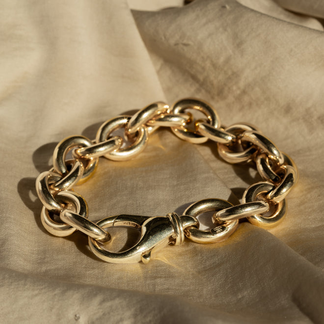 18K Yellow Gold Oval Link Bracelet - Queen May