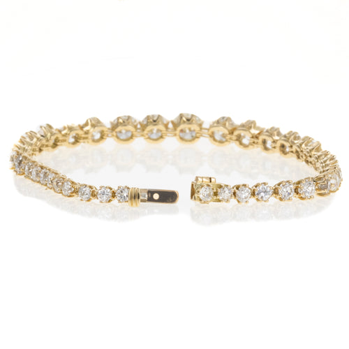 18K Yellow Gold Victorian Style 14 Carat Old European Diamond Tennis Bracelet - Queen May