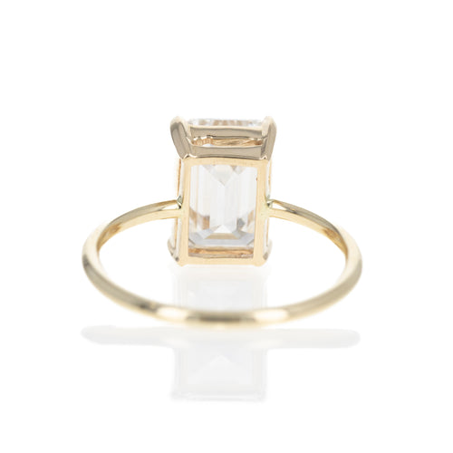 14K Yellow Gold Lab Grown 4.08 Carat Emerald Cut Diamond Engagement Ring - Queen May