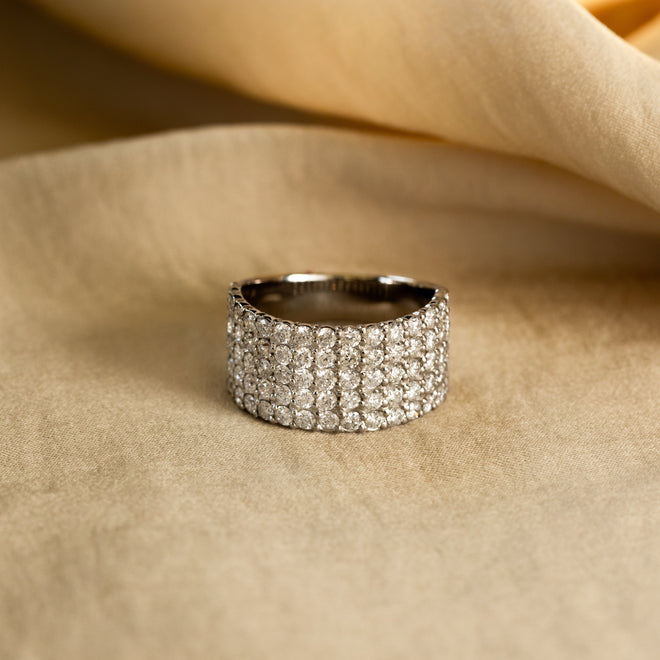 Platinum 1.9 Carat Diamond Pave Wide Band - Queen May