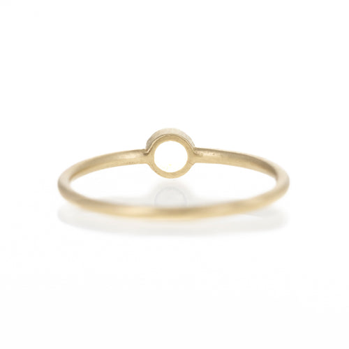 14K Yellow Gold Pearl Bezel Brushed Ring - Queen May