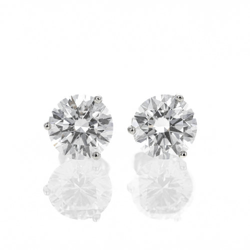 14K White Gold Lab Grown Diamond 4.14 Carat 3 Prong Stud Earrings - Queen May